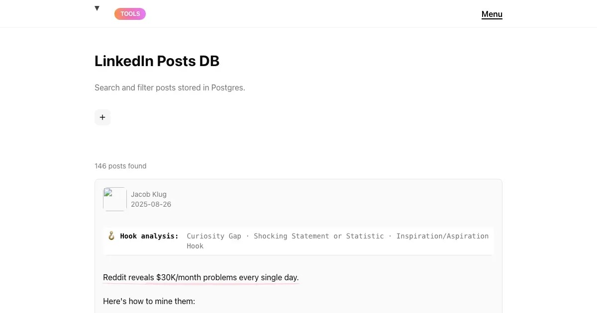 Viral Linkedin Post Database Hook Analysis And Copywriting 